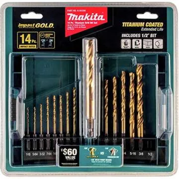 Makita B-65399 Impact Gold 14 Pc. Titanium Drill Bit Set, 1/4 In. Hex Shank