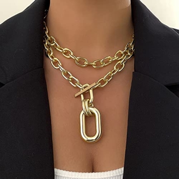 Rumtock Gold Paperclip Choker Necklace for Women