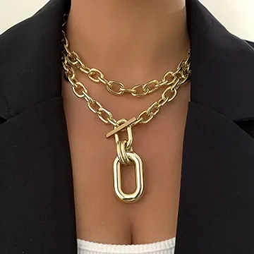 Rumtock Gold Paperclip Choker Necklace for Women