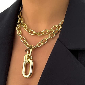 Rumtock Gold Paperclip Choker Necklace for Women