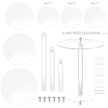 3PCS Acrylic Cake Stand, Tall Cake Stand, Acrylic Dessert Table Display Set, Round Clear Cake Stand, for Wedding, Event, Birthday Party