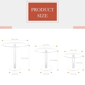 3PCS Acrylic Cake Stand, Tall Cake Stand, Acrylic Dessert Table Display Set, Round Clear Cake Stand, for Wedding, Event, Birthday Party