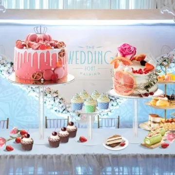 3PCS Acrylic Cake Stand, Tall Cake Stand, Acrylic Dessert Table Display Set, Round Clear Cake Stand, for Wedding, Event, Birthday Party
