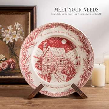 ANBOXIT Plate Stand for Display - 6.5 Inch Plate Holder Display Stand, Wooden Picture Frame Holder, ...