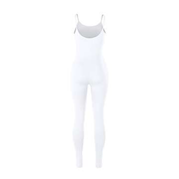 Xuan2Xuan3 Women Bodysuit Spaghetti Strap Bodycon Tank One Piece Jumpsuits Rompers Playsuit Unitard Outfits Catsuit White,Large