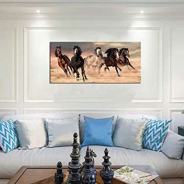 SkenoArt Animal Canvas Wall Art Painting Running Horse Poster Artwork for Office Home Decor Pictures...