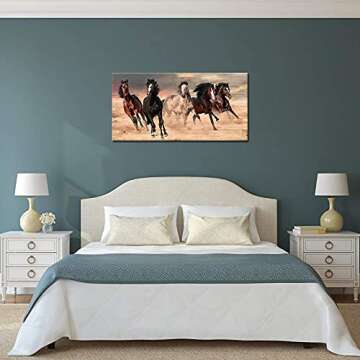 SkenoArt Animal Canvas Wall Art Painting Running Horse Poster Artwork for Office Home Decor Pictures Modern Giclee Print Office Home Decoration Art Gift Ready to Hang 24x48 Inch