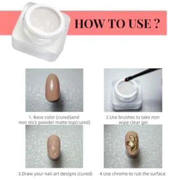 Non wipe clear gel semi solid 6g Mirror chrome powder Nail art 3d sculture style embossed gel