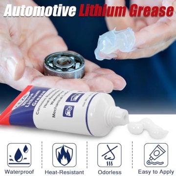 Keze White Lithium Grease Tube - All-Purpose Automotive Lubricant with Brush, 1oz