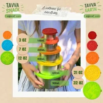 TAVVA Stainless Steel Lunch Containers for Kids (12oz / 7oz / 3oz), Kids Lunch & Snack Containers with Lids