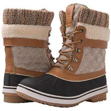GLOBALWIN Snow Boots For Women Women's Winter Boots Camel/Beige 8.5M