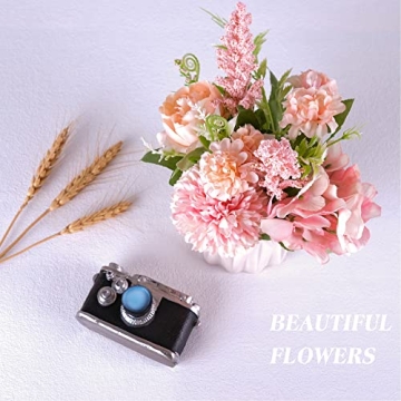 Artificial Pink Flowers in Ceramic Vase for Indoor Decor