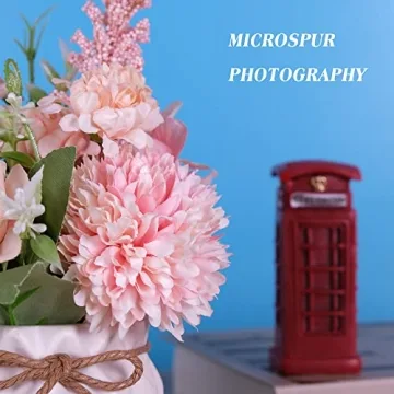Artificial Pink Flowers in Ceramic Vase for Indoor Decor
