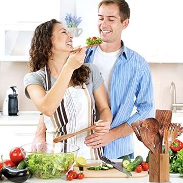 Wooden Cooking Utensils Set | 8-Piece Teak Kitchen Tools