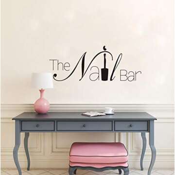 The Nail Bar Logo Wall Window Sticker Manicure Salon Design Wall Decal Removable Nail Art Wall Stick...