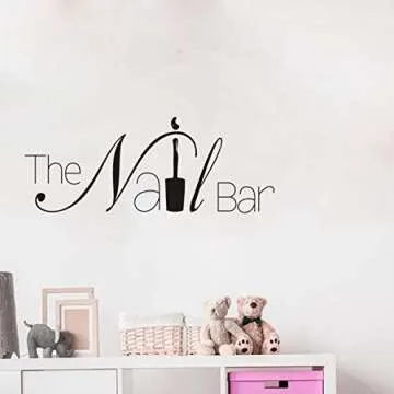 The Nail Bar Logo Wall Window Sticker Manicure Salon Design Wall Decal Removable Nail Art Wall Sticker (Black, 57x22cm)