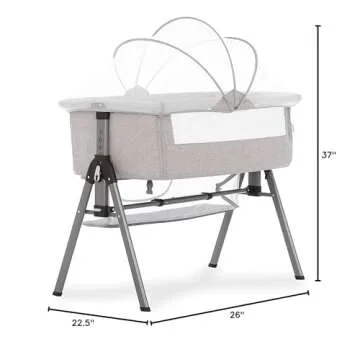 Dream On Me Lotus Bassinet and Bedside Sleeper in Grey, Lightweight and Portable Baby Bassinet, Adjustable Height Position, Easy to Fold and Carry Travel Bassinet- Carry Bag Included