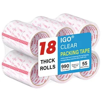 I GO Clear Packing Tape - 1.88" Width x 54.68 yd Length, 18 Rolls for Shipping and Moving