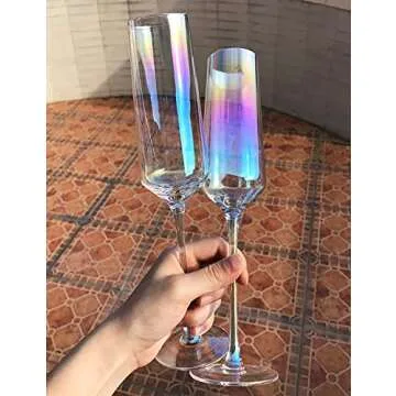 Gnimihz Classy Iridescent Champagne Flutes Set of 4