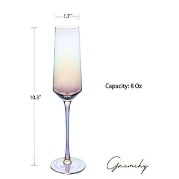 Gnimihz Classy Iridescent Champagne Flutes Set of 4