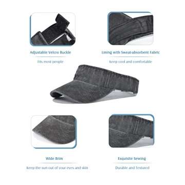 Zando Sun Visor Hats for Women UV Protection Unisex Tennis Golf Visors for Men Sports Running Hats for Women Lightweight Summer Beach Caps for Women Adjustable Cotton Visor for Men White Visor Hat