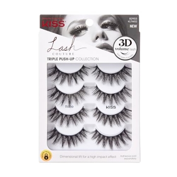 KISS Lash Couture Triple Push Up Collection Multipack, 3D Volume False Eyelashes, Triple Design Tech...