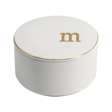 COLLECTIVE HOME - Elegant Ceramic Jewelry Box Organizer with Gold Monogram