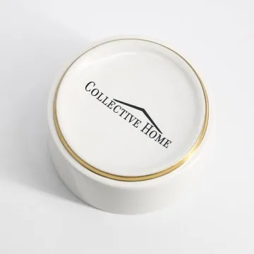 Elegant Ceramic Jewelry Box with Gold Monogram