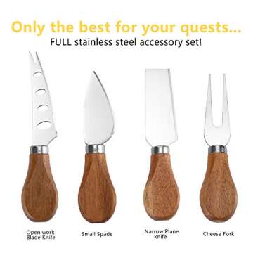 HBlife Acacia Slide-Out Drawer Cheese & Charcuterie Board with Knife Set - Wine and Cheese Platter, Housewarming & Wedding Gift