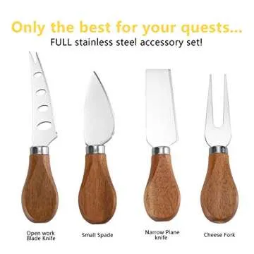 HBlife Acacia Slide-Out Drawer Cheese & Charcuterie Board with Knife Set - Wine and Cheese Platter, Housewarming & Wedding Gift