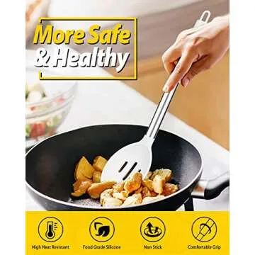 Large Silicone Cooking Spoons for Safe Kitchen Use