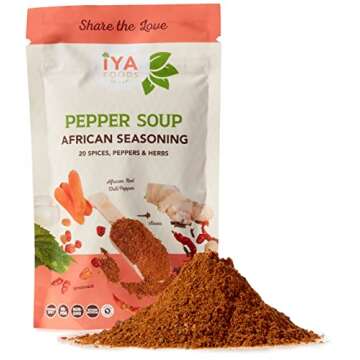 Iya Foods Pepper-Soup Seasoning, made from 100% with Herbs, Peppers & Spices. A Hearty, Nutritious Blend of Whole Food Ingredients Good for Body and Soul. No Preservatives, No Added Color, 5 oz Bag