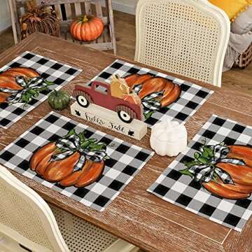 GEEORY Fall Placemats Set of 4 for Autumn Dining