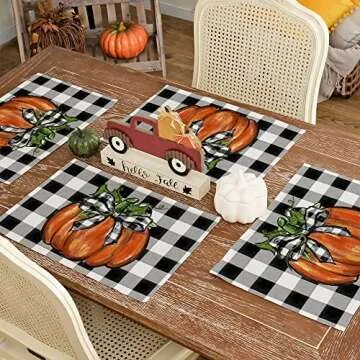 GEEORY Fall Placemats Set of 4 for Autumn Dining
