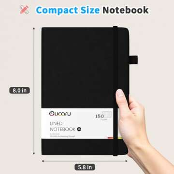 Oucaru Lined Journal Notebook, 8 Pack, 180 Pages, A5 Journals for Writing, 100 GSM Thick Paper, Smal...