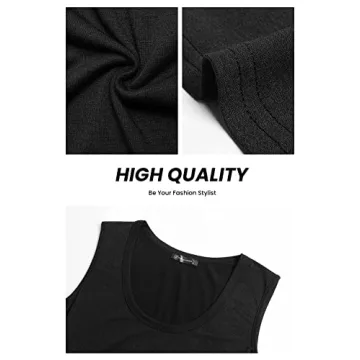 PRETTYGARDEN Women’s Summer Sleeveless Tank Jumpsuits High Waist Low Cut Casual Scoop Neck Fit And Flare Long Pants Rompers(Black, Medium)