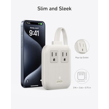 Anker Nano Charging Station(67W Max), 6-in-1 USB C Power Strip for iPhone 14/13&MacBook, with Flat Plug and 5ft Thin Undetachable Extension Cord, 2 AC, 2 USB A, 2 USB C, for Home & Office(Shell White)