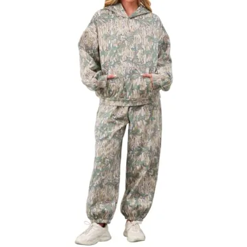 Eutten Camo Sweatsuits for Women Set 2 Piece Camo Hoodies Maple Leaf Print Oversized Sweatshirt Loun...