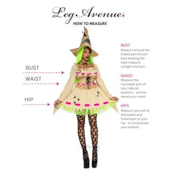 Leg Avenue Women's 3 Pc Bugged Out Baddie Costume with Dress, Choker, Hat