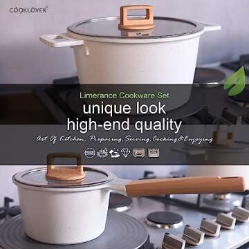 Nonstick Cookware Set 15 Piece, Ultra Non-Stick Pots And Pans Set, Stay-Cool Handles, Induction Cook...