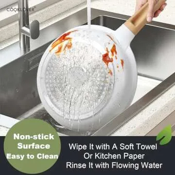 Nonstick Cookware Set 15 Piece, Ultra Non-Stick Pots And Pans Set, Stay-Cool Handles, Induction Cooking Set w/Frying Pans & Saucepans, PFOS & PFOA Free, Works on All Cooktops, Gray & White