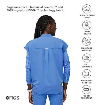 FIGS Rafaela Oversized Women's Scrub Top in Capri Blue