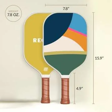 Recess Premium Pickleball Paddle Set, Vista 2-Pack - Strong & Durable Fiberglass Surface, Lightweight, Honeycomb Core & Comfort Grip Handles - Tournament or Casual Play, USAPA Approved
