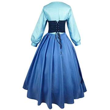 Ainiel Womens Cosplay Dress Princess Party Ball Gown Costume Blue