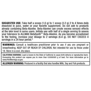 ALLMAX Nutrition Beta-Alanine - Professional Grade Performance Enhancer