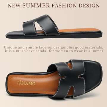 Tanamo Black Women's Summer Slide Sandals for Comfort