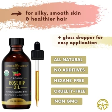 Rosehip Oil - Organic, Pure & Cold Pressed for Beauty