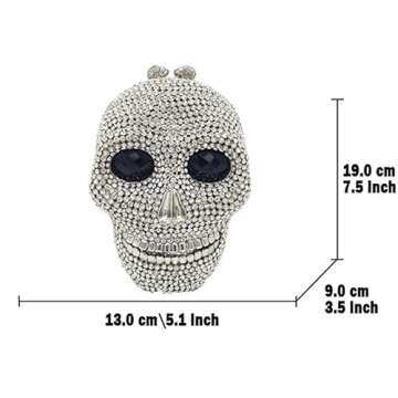 Boutique De FGG Skull Crystal Clutch Purse for Women - Rhinestone Evening Handbags for Party Prom Ha...