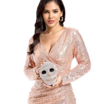 Boutique De FGG Skull Crystal Clutch for Chic Events