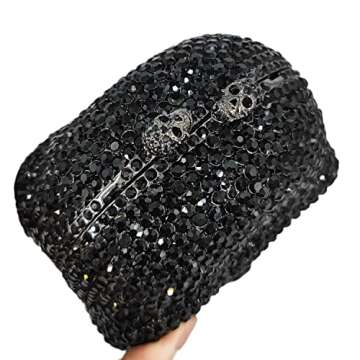 Boutique De FGG Skull Crystal Clutch for Chic Events